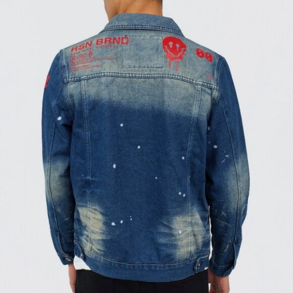 NWT Reason Indigo Fire Denim Jacket - Picture 3 of 4